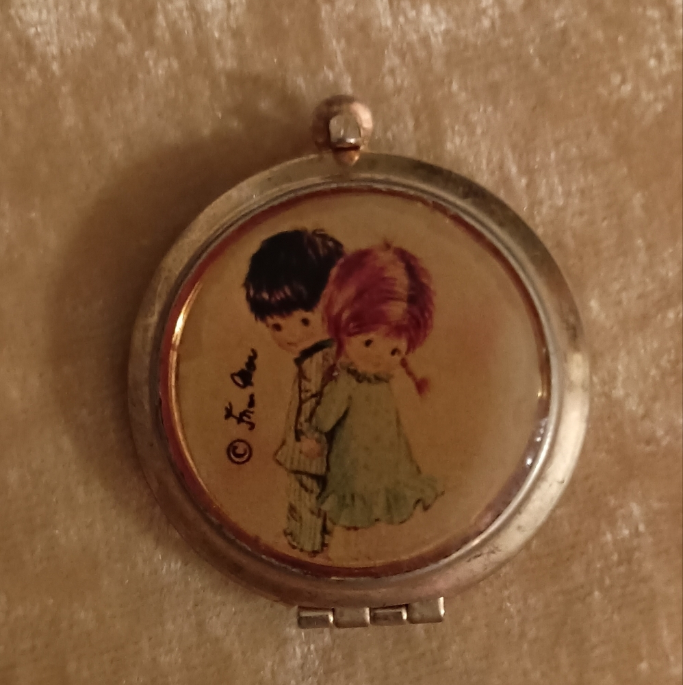 VINTAGE 1971 Fran Moore Boho Chic Boy and Girl Pendant Necklace
